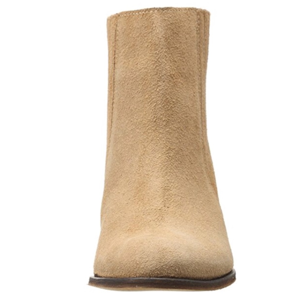 Tan Leather Distressed Block Heel Ankle Booties - Picture 4 of 5